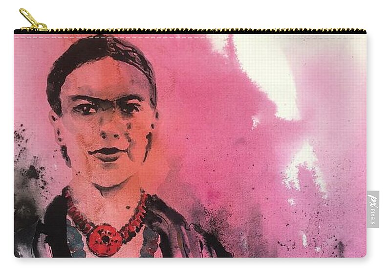 Frida Zip Pouch featuring the painting Young Frida by Tara Moorman