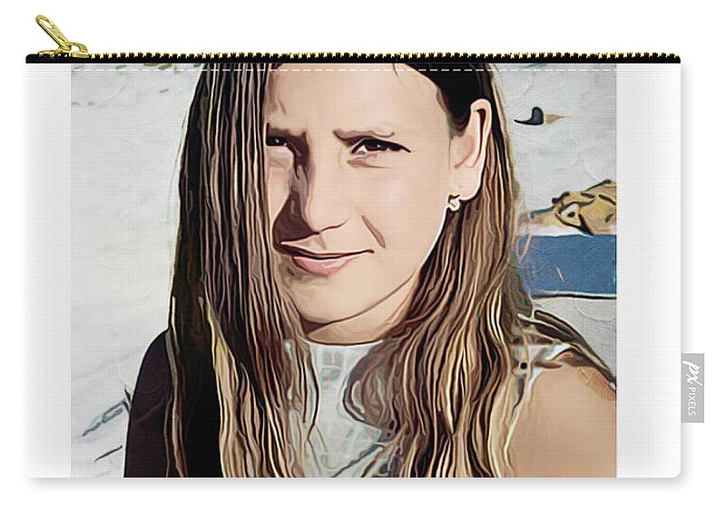 Spain Zip Pouch featuring the digital art Young Girl, Spain by Kenneth De Tore