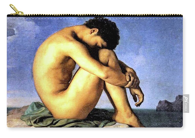 Young Man By The Sea Carry-all Pouch featuring the painting Young Man by the Sea by Hippolyte Flandrin