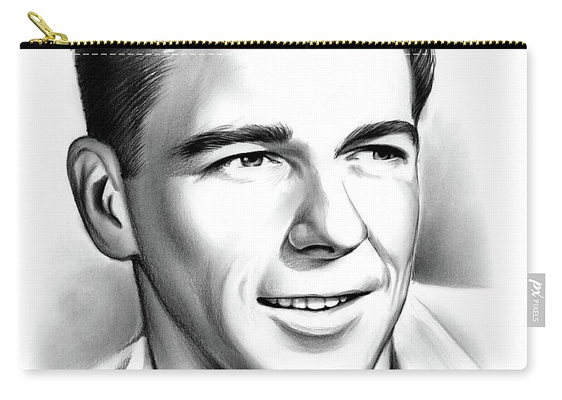 Ronald Reagan Zip Pouch featuring the drawing Young Reagan by Greg Joens