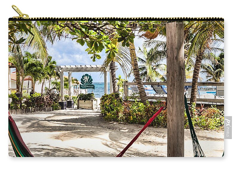 Ambergris Caye Zip Pouch featuring the photograph Your Hammock Awaits You by Lawrence Burry