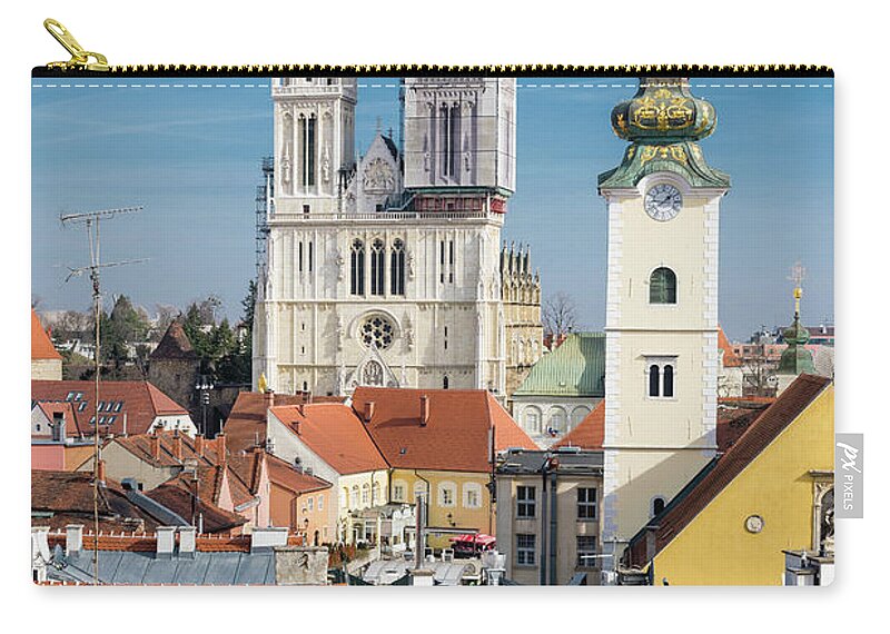 Zagreb Zip Pouch featuring the photograph Zagreb Cathedral and St. Mary's Church by Steven Richman
