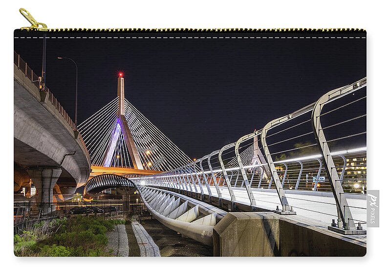 Boston Zip Pouch featuring the photograph Zakim Bridge Walkway by Kristen Wilkinson
