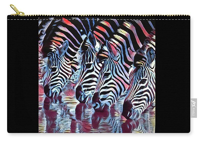 Zebra Zip Pouch featuring the photograph Zebra Dazzle by Gini Moore