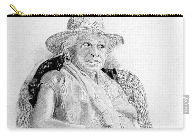 Portrait Zip Pouch featuring the drawing Zelda by Quwatha Valentine