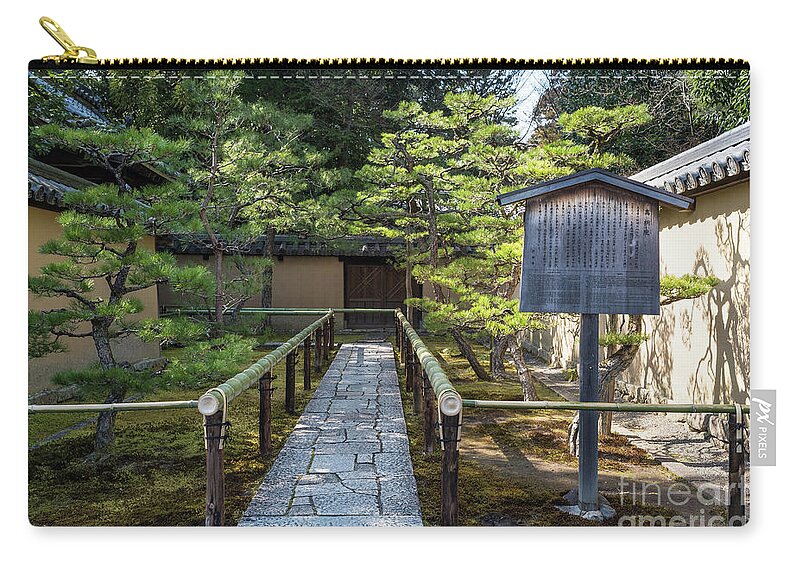 Zen Zip Pouch featuring the photograph Zen Garden, Kyoto Japan by Perry Rodriguez