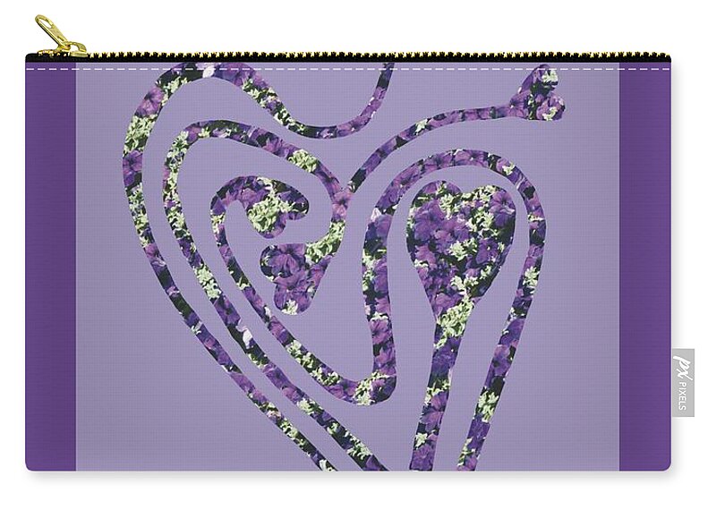 Heart Zip Pouch featuring the photograph Zen Heart Labyrinth Floral by Mars Besso