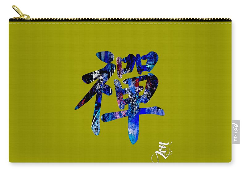 Namaste Zip Pouch featuring the mixed media Zen by Marvin Blaine
