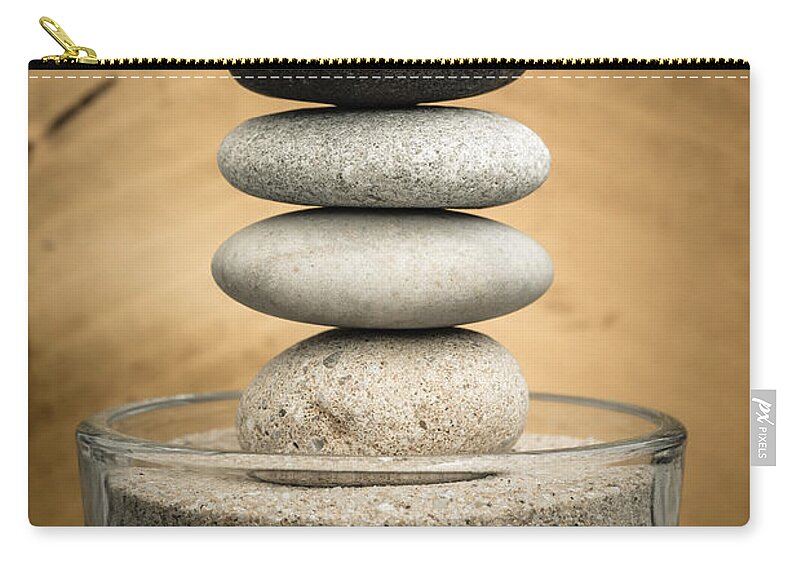 Zen Stones Zip Pouch featuring the photograph Zen Stones I by Marco Oliveira