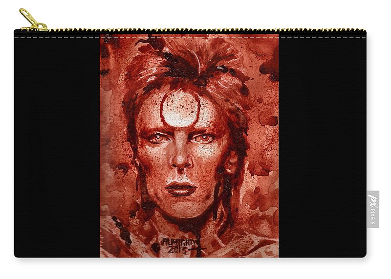 David Bowie Zip Pouch featuring the painting Ziggy Stardust / David Bowie by Ryan Almighty