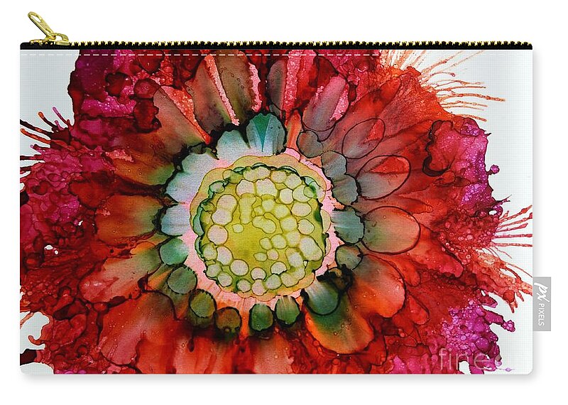 Floral Zip Pouch featuring the painting Zinna Harvest by Beth Kluth