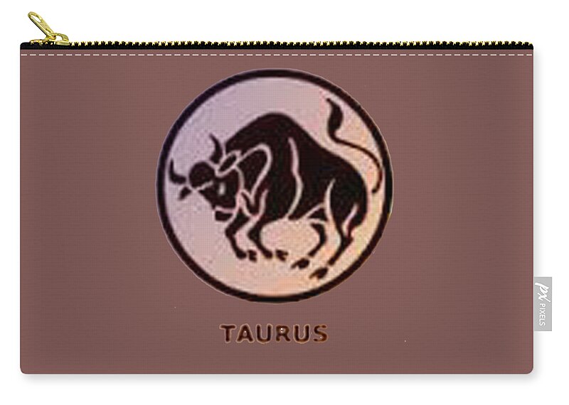  Zip Pouch featuring the painting Zodiac Taurus T-shirt by Herb Strobino
