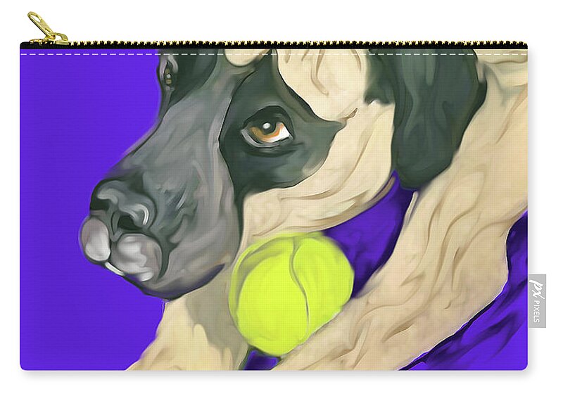 Pet Portraits Zip Pouch featuring the painting Zucchini_Date With Paint Jan 22 by Ania M Milo
