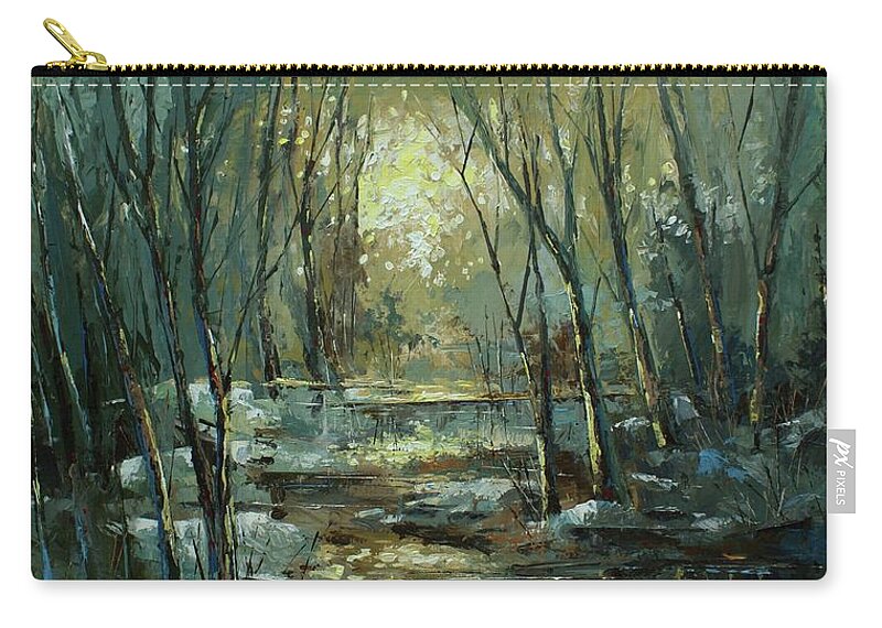 Landscape Zip Pouch featuring the painting ' Hidden Gate' by Michael Lang