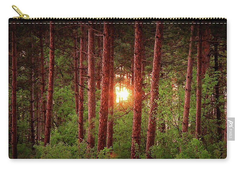 Woods Zip Pouch featuring the photograph 010 - Pine Sunset by David Ralph Johnson
