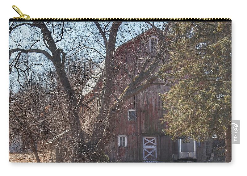 Barn Zip Pouch featuring the photograph 0256 - Lakeville Roads Hidden Red by Sheryl L Sutter