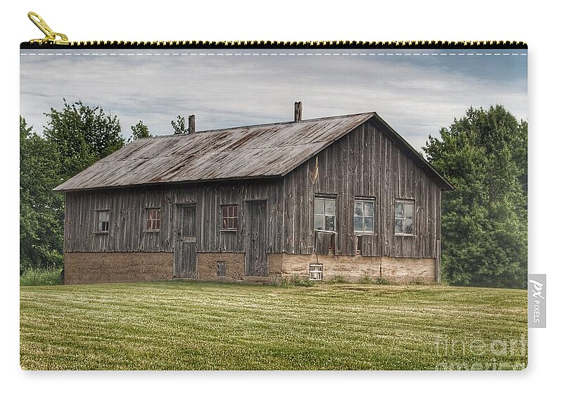 Barn Zip Pouch featuring the photograph 0302 - West Tuscola Road Grey Shack I by Sheryl L Sutter