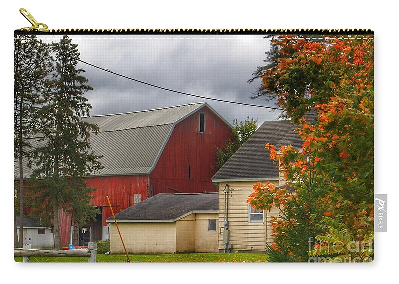 Barn Zip Pouch featuring the photograph 0706 - Farnsworth Road Red II by Sheryl L Sutter