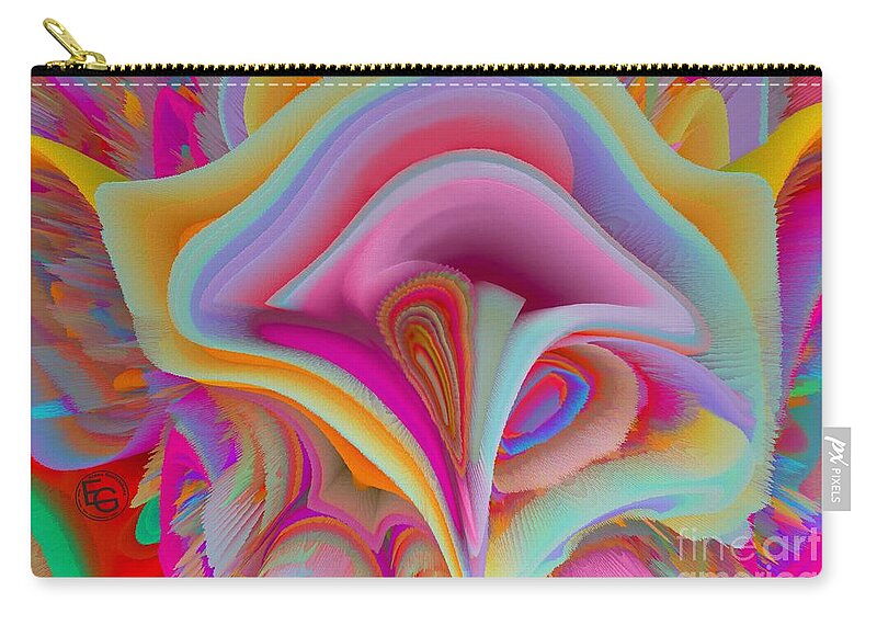 Rainbow Zip Pouch featuring the mixed media A Flower In Rainbow Colors Or A Rainbow In The Shape Of A Flower 4 #1 by Elena Gantchikova