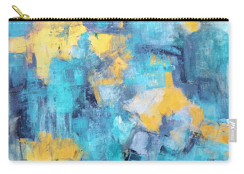 Abstract Zip Pouch featuring the painting Abstract in Blue and Gold #1 by Marla McPherson
