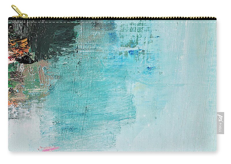 Oil Painting Zip Pouch featuring the photograph Abstract Painted Blue And Green Art #1 by Ekely