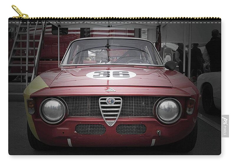 Alfa Romeo Zip Pouch featuring the pyrography Alfa Romeo Laguna Seca by Naxart Studio