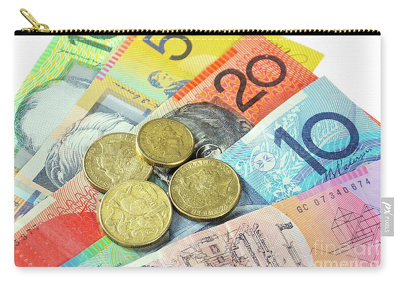 Money Zip Pouch featuring the photograph Australian Money concept #1 by Milleflore Images