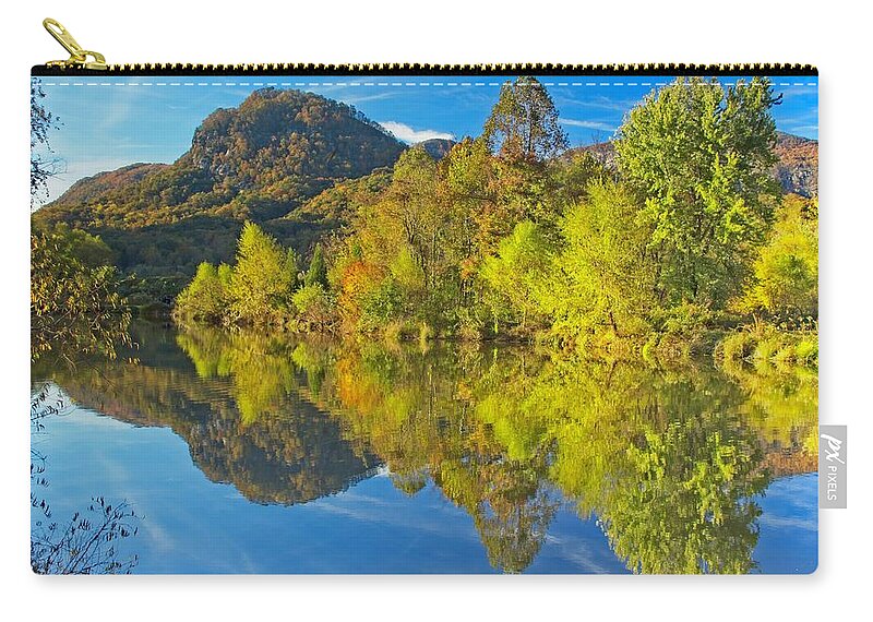 Autumn Zip Pouch featuring the photograph Autumn Reflections by Allen Nice-Webb