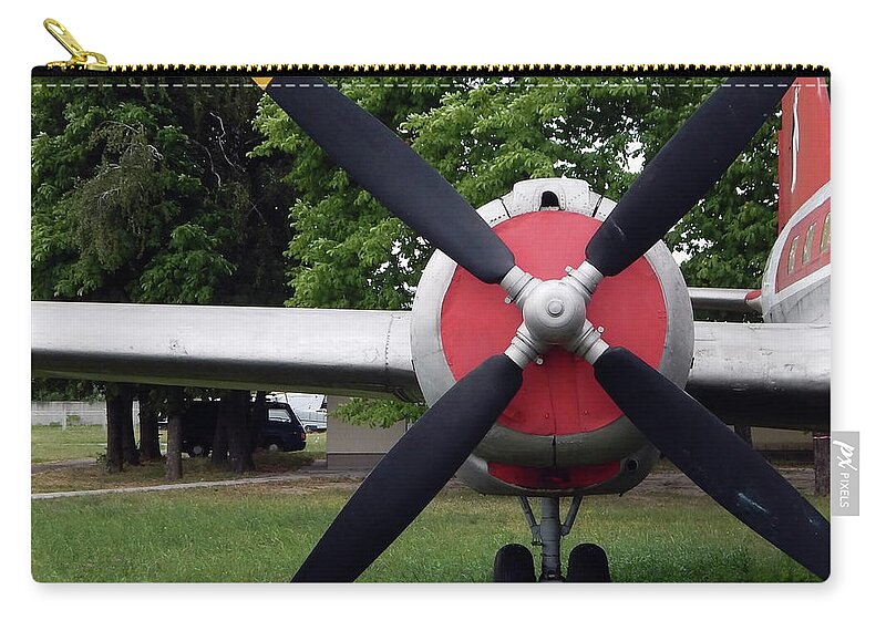 Propeller Zip Pouch featuring the photograph Aviation engine propellers #1 by Oleg Prokopenko