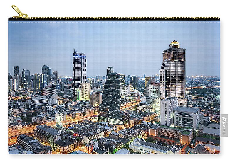 Tranquility Zip Pouch featuring the photograph Bangkok City #1 by Weerakarn Satitniramai