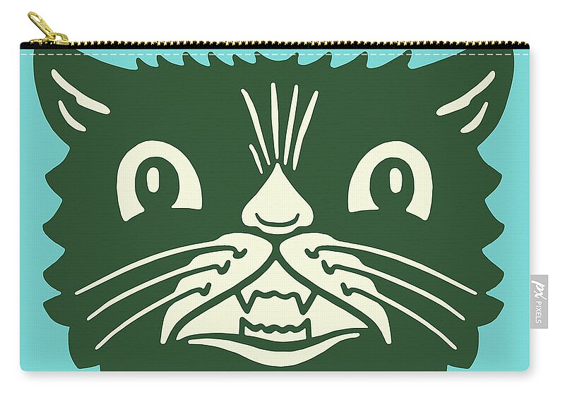 Animal Zip Pouch featuring the drawing Black Cat #1 by CSA Images