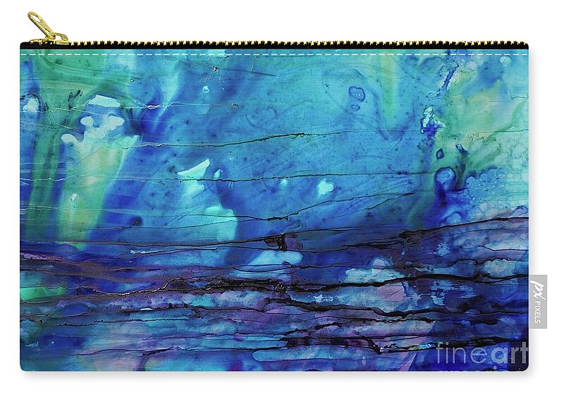Abstract Zip Pouch featuring the painting Horizontal Blue Daze by Christine Chin-Fook