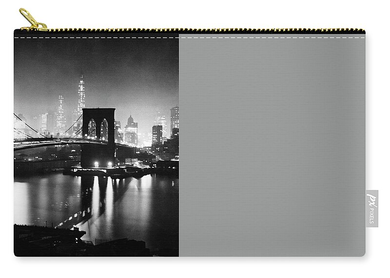 Brooklyn Bridge Zip Pouch featuring the photograph Brooklyn Bridge by Andreas Feininger