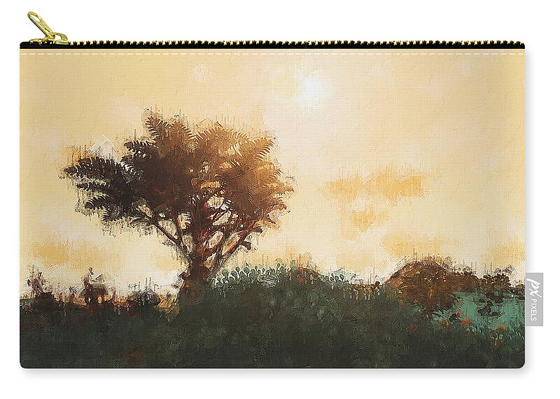 Solitary Zip Pouch featuring the painting Bucolic Paradise - 48 #1 by AM FineArtPrints