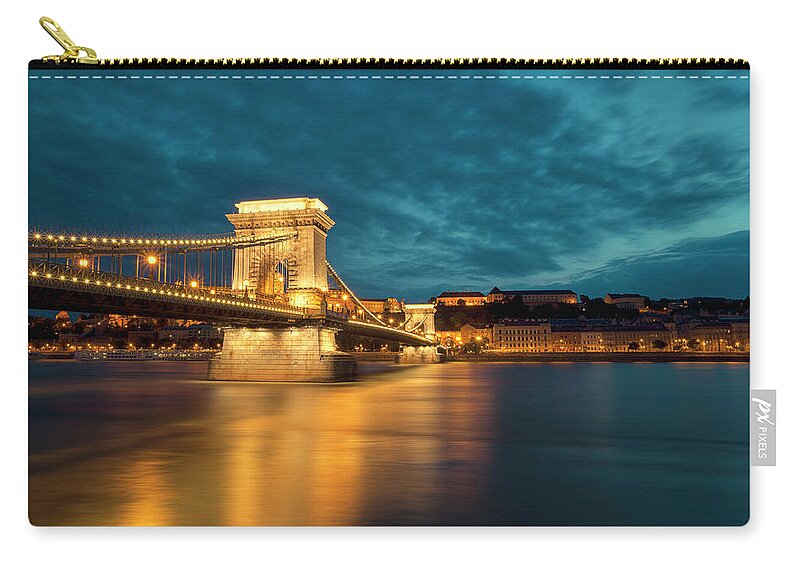 Built Structure Zip Pouch featuring the photograph Budapest Chain Bridge #1 by Focusstock