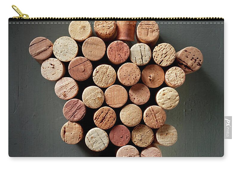 Alcohol Zip Pouch featuring the photograph Bunch Of Wine Corks #1 by Malerapaso