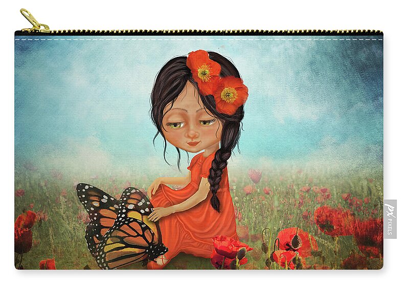 Butterfly Whisperer Carry-all Pouch featuring the digital art Butterfly Whisperer by Laura Ostrowski