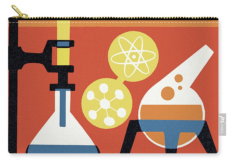 Atom Zip Pouch featuring the drawing Chemical Experiment #1 by CSA Images