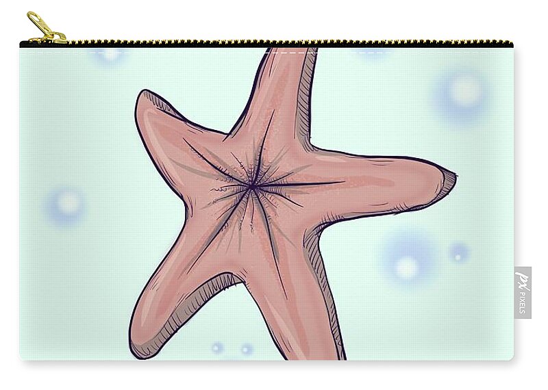 Butt Zip Pouch featuring the drawing Chocolate Starfish #1 by Ludwig Van Bacon