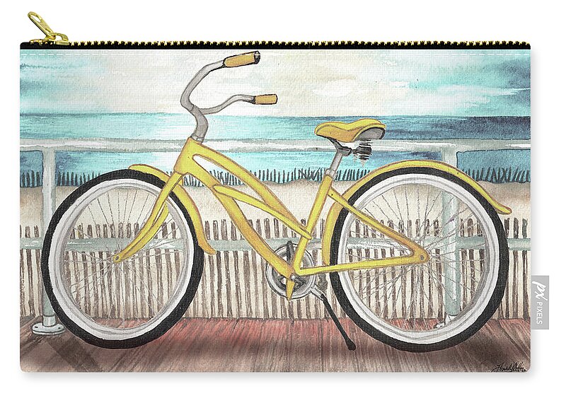 Coastal Carry-all Pouch featuring the painting Coastal Bike Rides by Elizabeth Medley