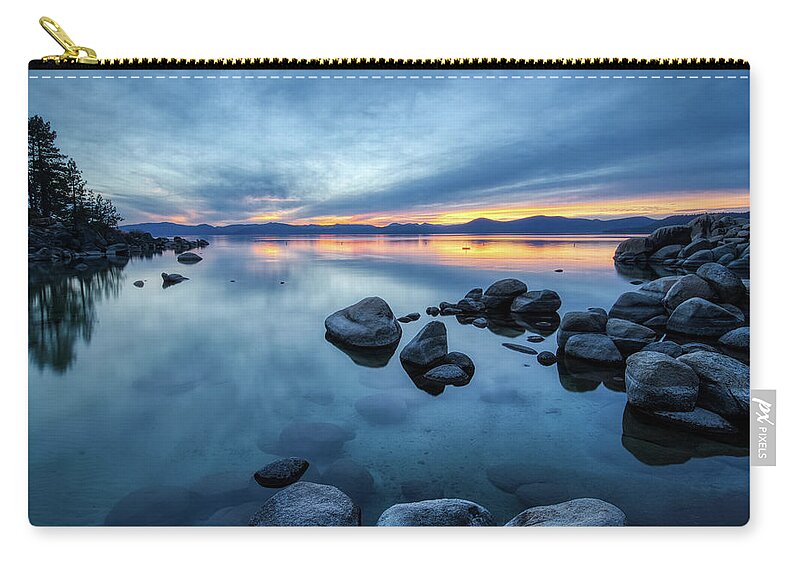Beach Zip Pouch featuring the photograph Colorful Sunset at Sand Harbor #1 by Andy Konieczny