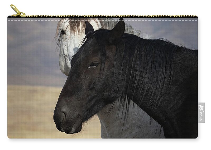 Wild Horses Zip Pouch featuring the photograph Contrasts #1 by Mary Hone