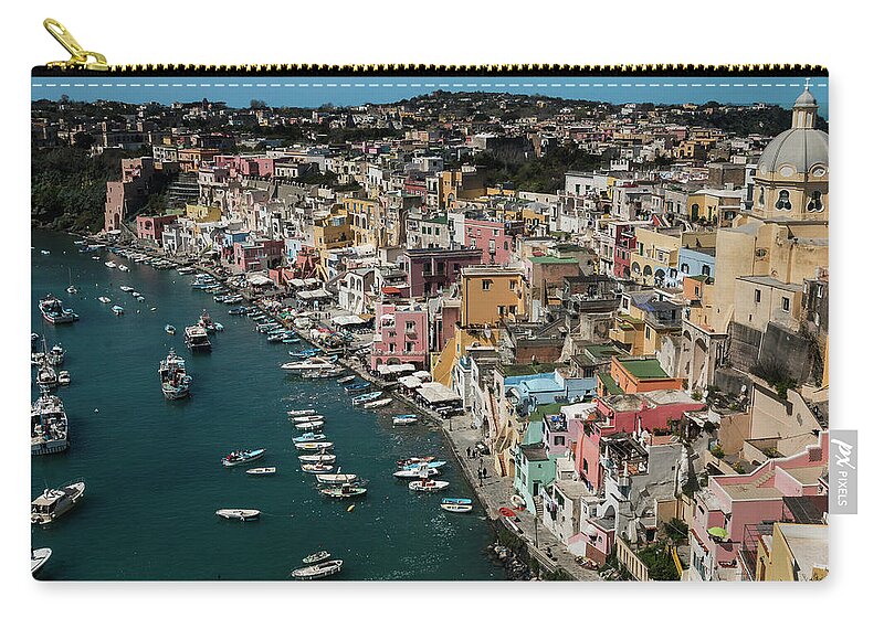 Procida Zip Pouch featuring the photograph Corricella view by Claudio Maioli