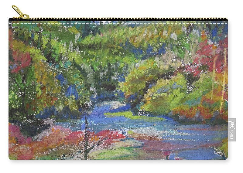 Pastel Landscape Zip Pouch featuring the pastel Country River #1 by Jean Batzell Fitzgerald