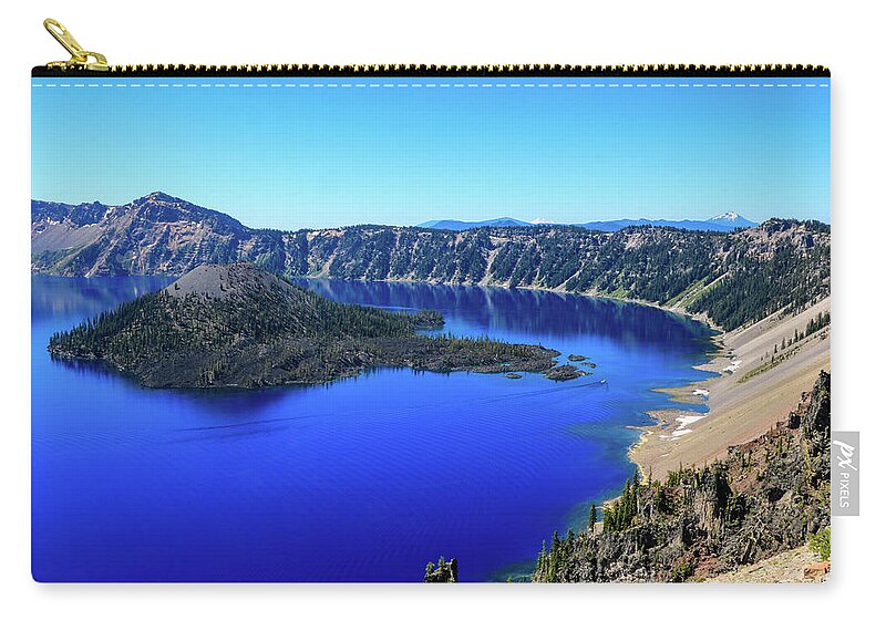 Cascade Mountain Range Zip Pouch featuring the photograph Crater Lake View 1 #1 by Dawn Richards