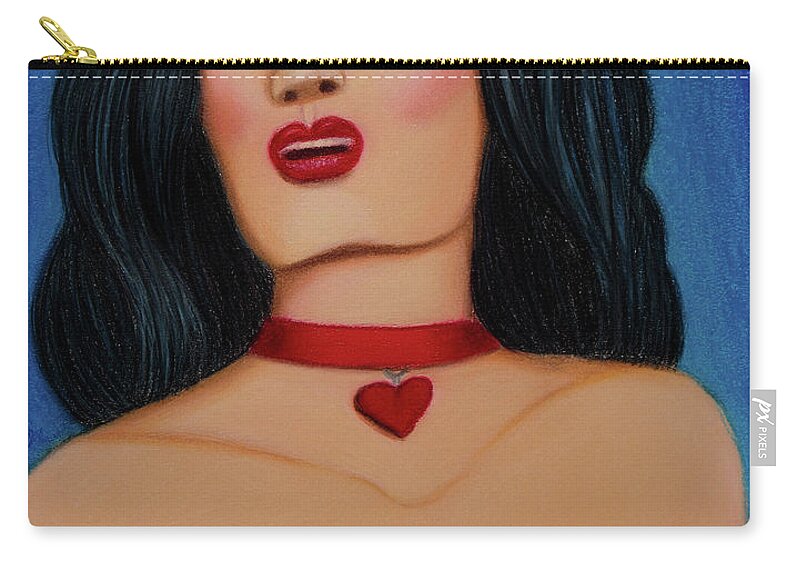 Fine Art Zip Pouch featuring the drawing Crimson Heart #2 by Dorothy Lee
