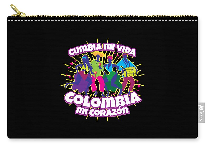Cumbia Zip Pouch featuring the digital art Cumbia T Shirt Gift for Colombian Folk Dance Music Fans latino musica camiseta bailar Cumbia #1 by Martin Hicks