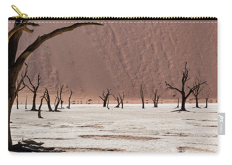 Landscape Zip Pouch featuring the photograph Deadvlei desert #1 by Mache Del Campo
