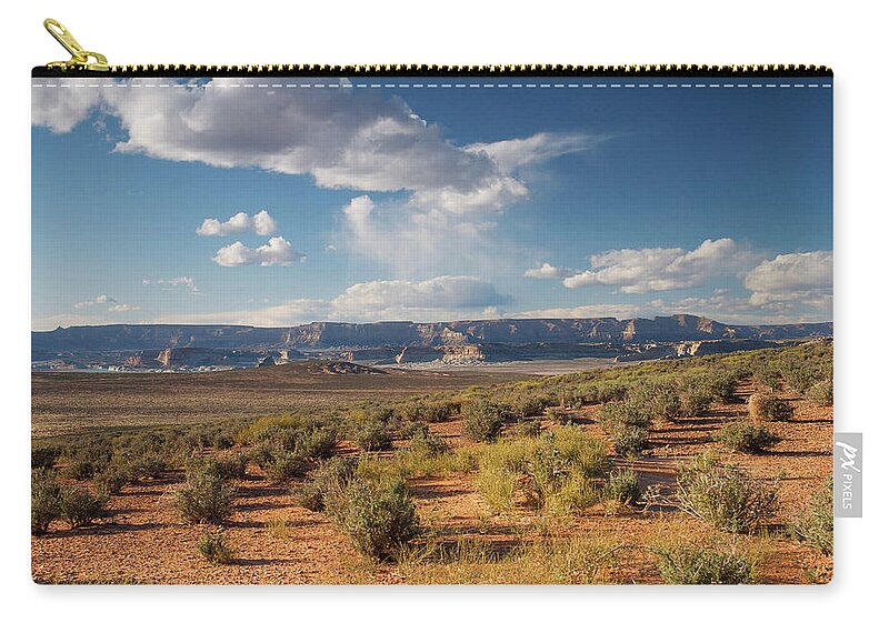 Scenics Zip Pouch featuring the photograph Desert Landscape #1 by Mitch Diamond