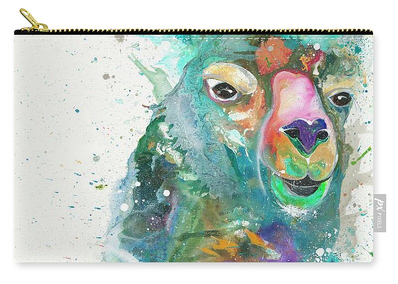 Llama Zip Pouch featuring the painting Dolly Llama by Kasha Ritter